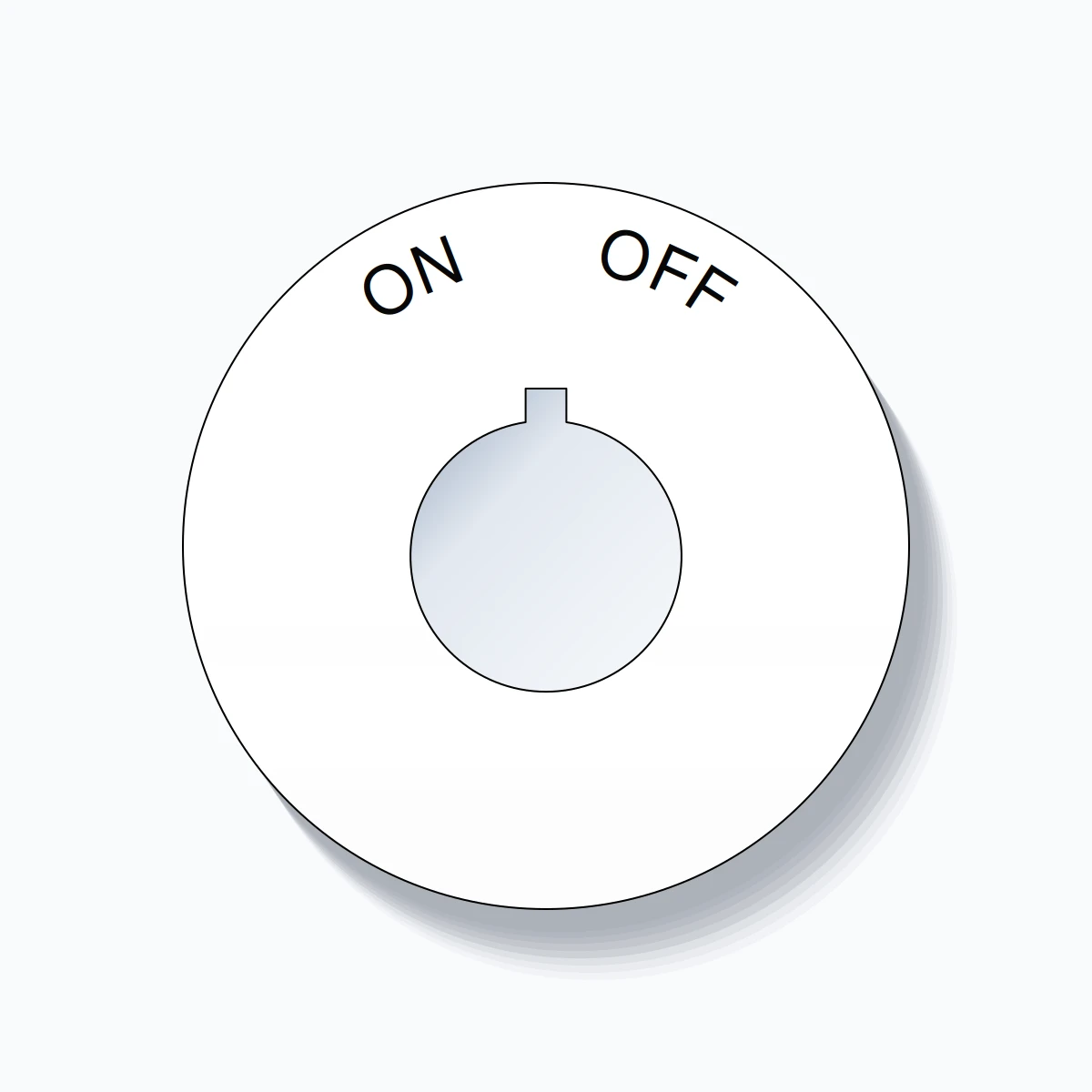 22mm Ring Tag – ON       OFF, Single-Line 60mm Round, Allen-Bradley Compatible, Black on White