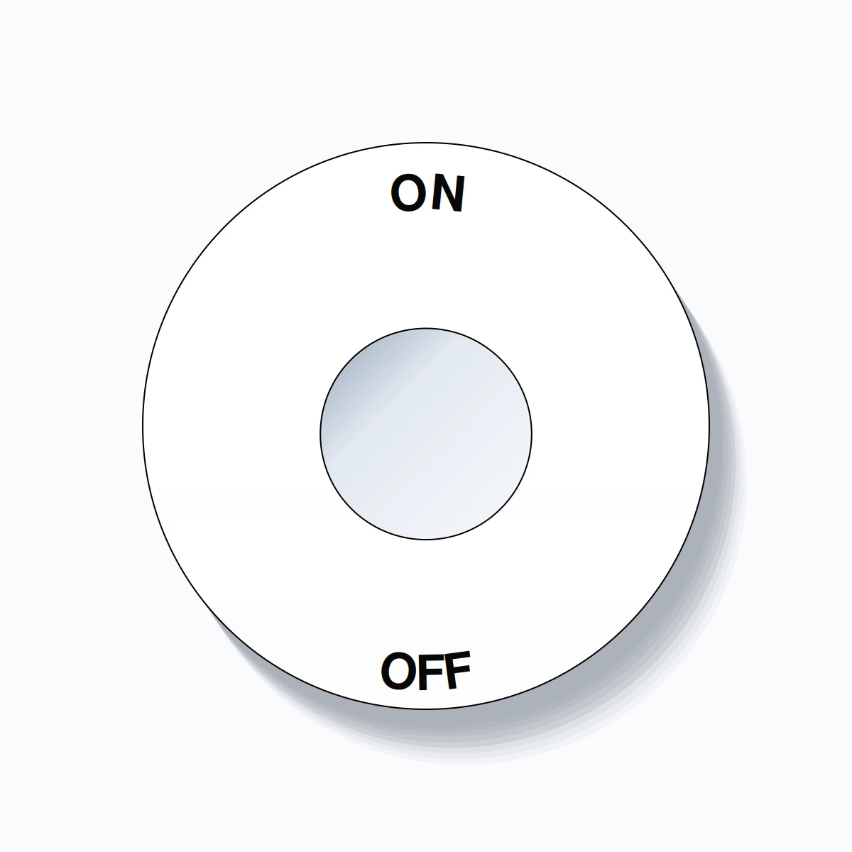 22mm Ring Tag – ON OFF, Single-Line 60mm Round, Black on White