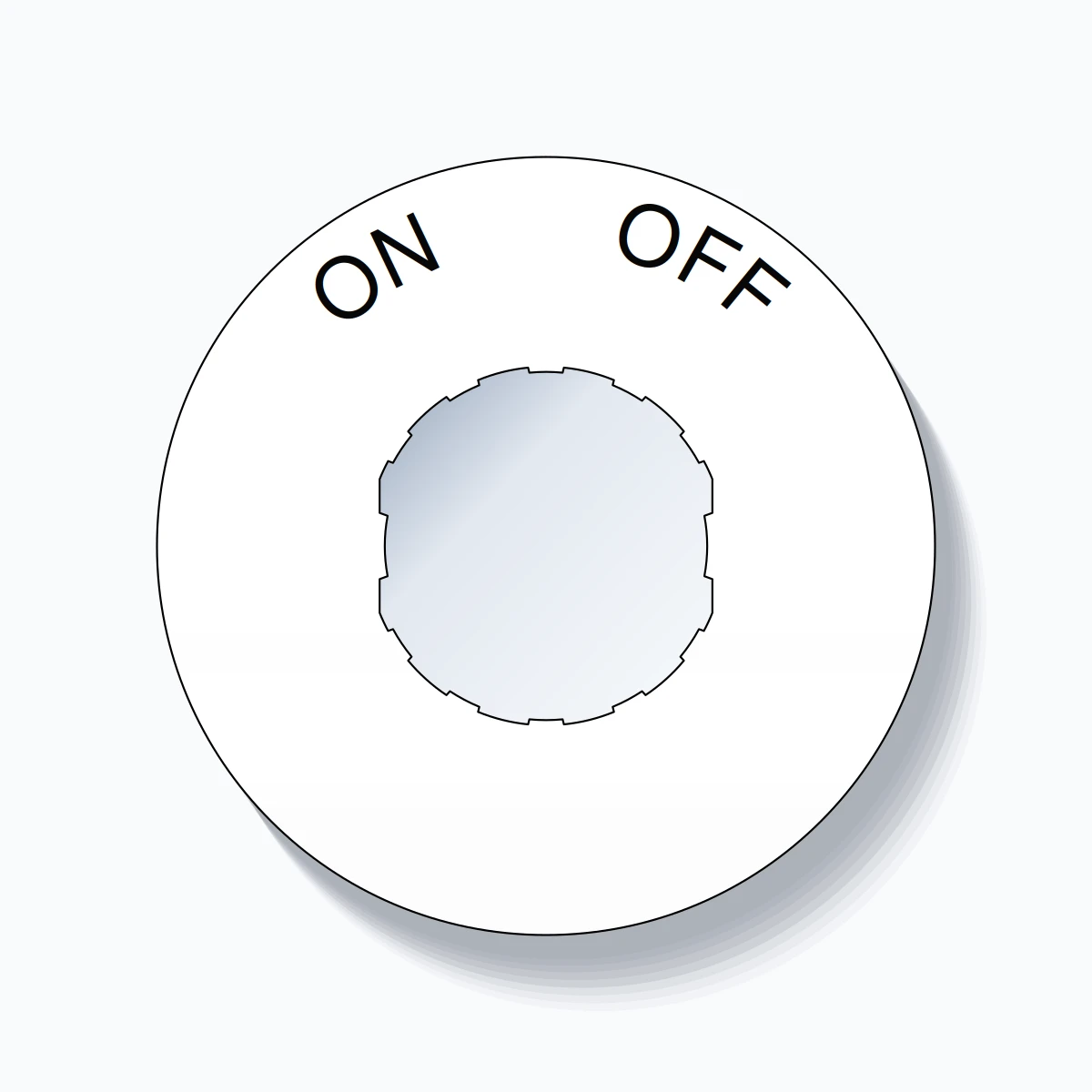 22mm Ring Tag – ON       OFF, Single-Line 60mm Round, Schneider Electric Compatible, Black on White