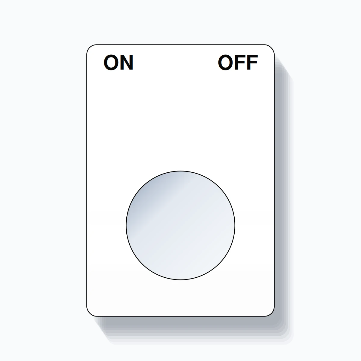 22mm Ring Tag – ON OFF, Two-Line Rounded, Black on White