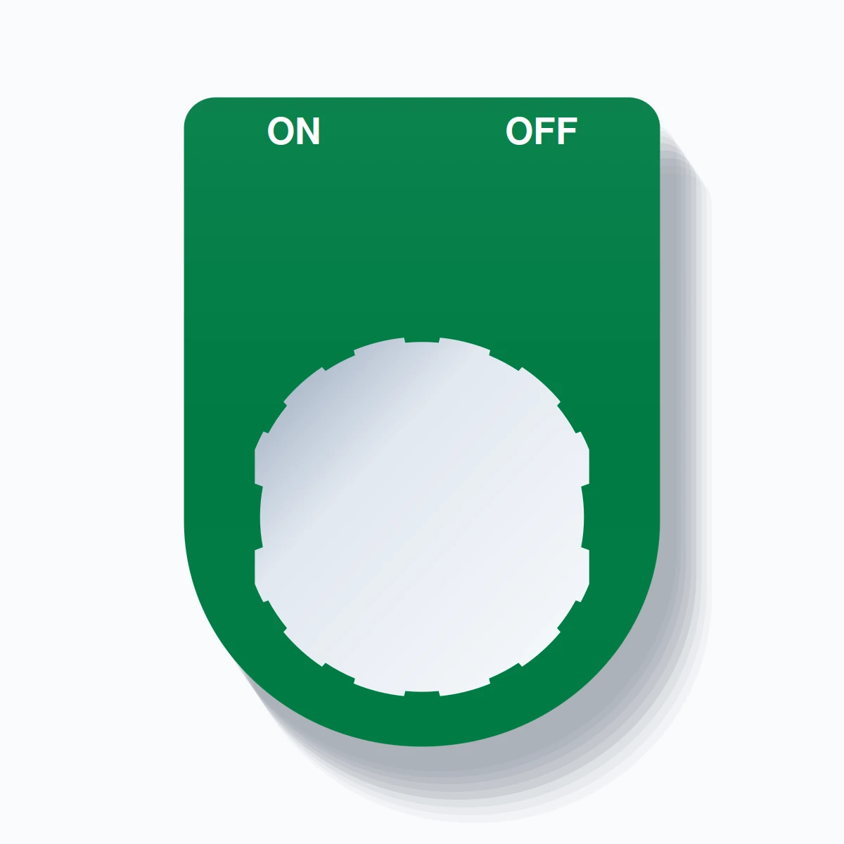 22mm Ring Tag – ON OFF, Two-Line Slim, Schneider Electric Compatible, White on Green