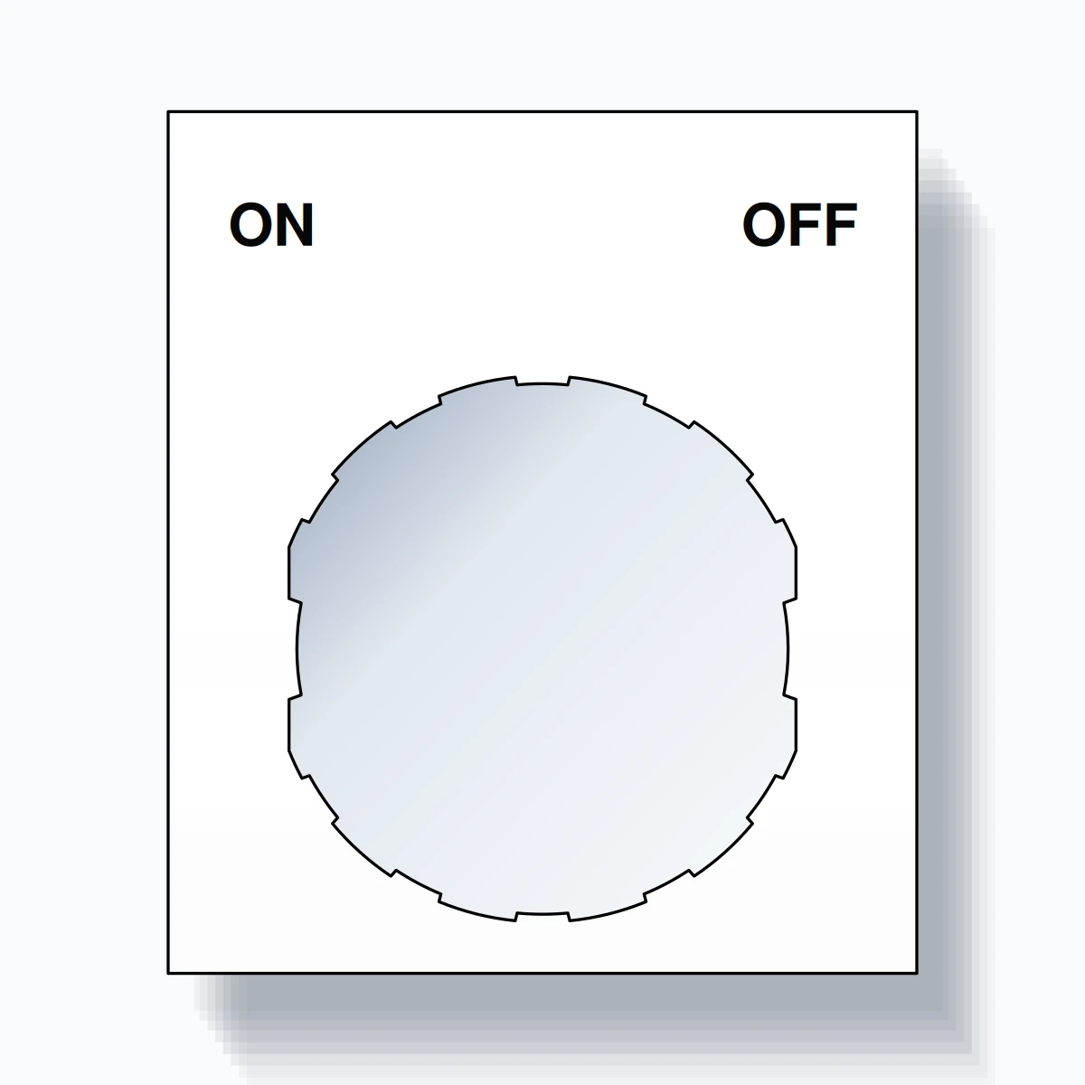 22mm Ring Tag – ON OFF, Two-Line Square, Schneider Electric Compatible, Black on White