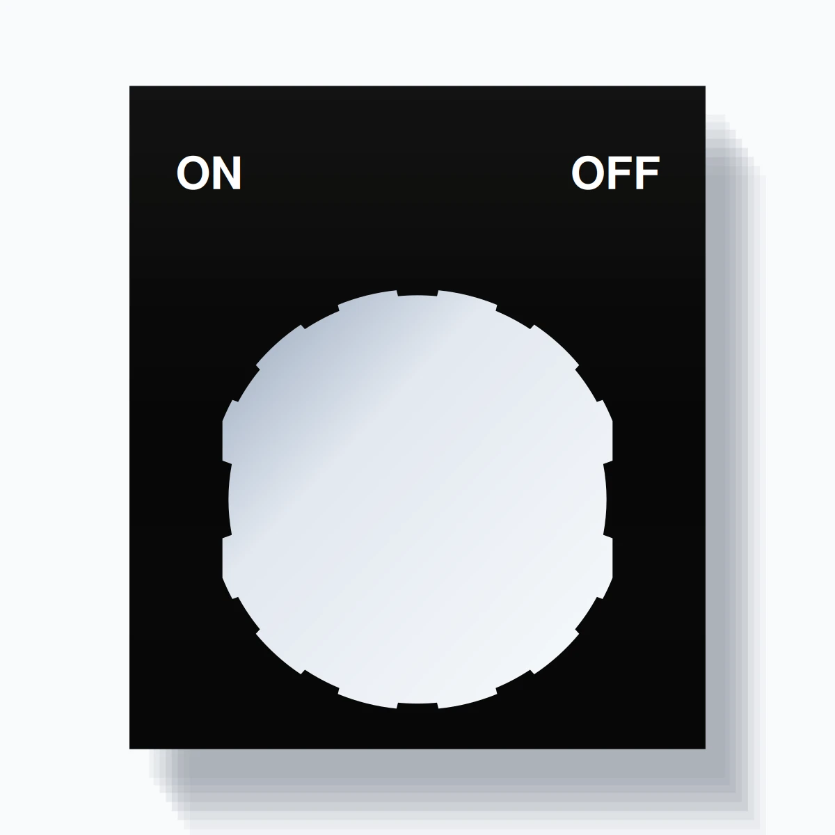 22mm Ring Tag – ON OFF, Two-Line Square, Schneider Electric Compatible, White on Black