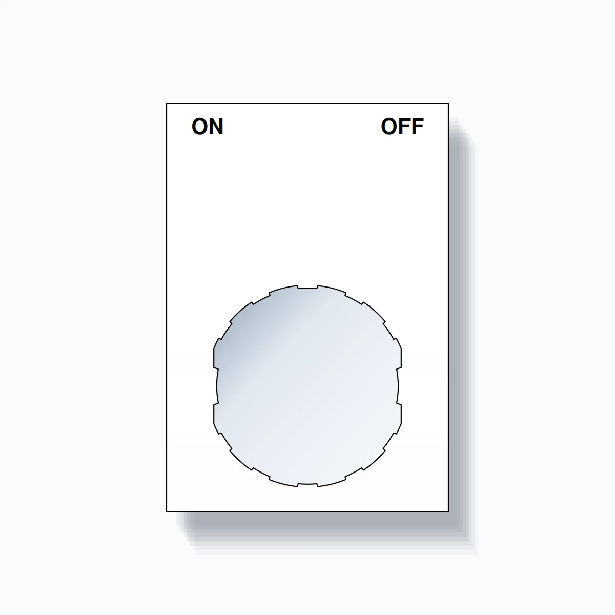 22mm Ring Tag – ON OFF, Two-Line Squared, Schneider Electric Compatible, Black on White