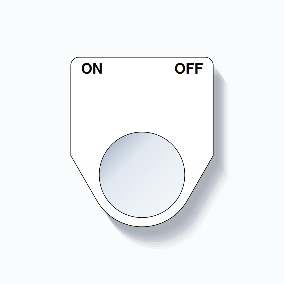 22mm Ring Tag – ON OFF, Two-Line Traditional, Black on White