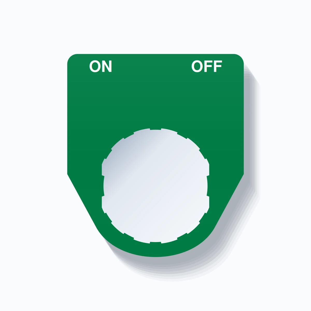 22mm Ring Tag – ON OFF, Two-Line Traditional, Schneider Electric Compatible, White on Green