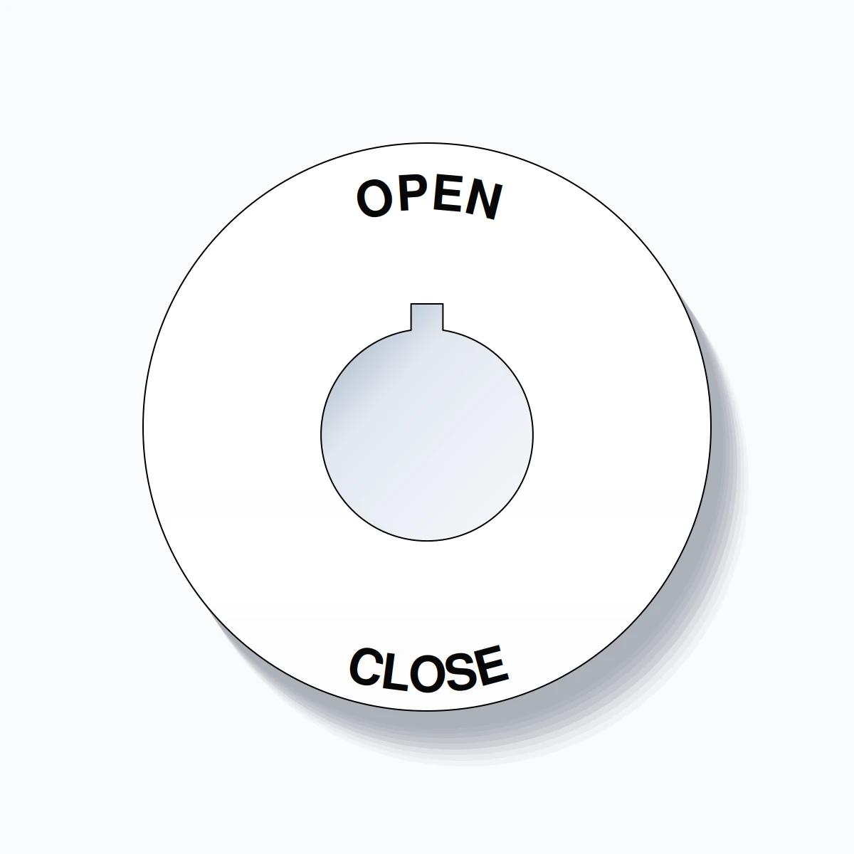 22mm Ring Tag – OPEN CLOSE, Single-Line 60mm Round, Allen-Bradley Compatible, Black on White