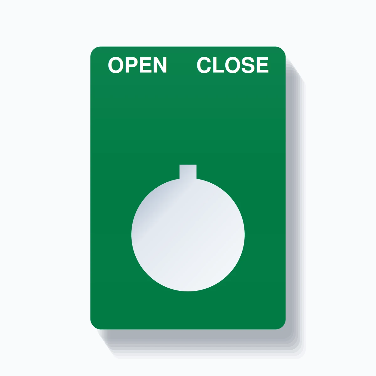 22mm Ring Tag – OPEN CLOSE, Two-Line Rounded, Allen-Bradley Compatible, White on Green