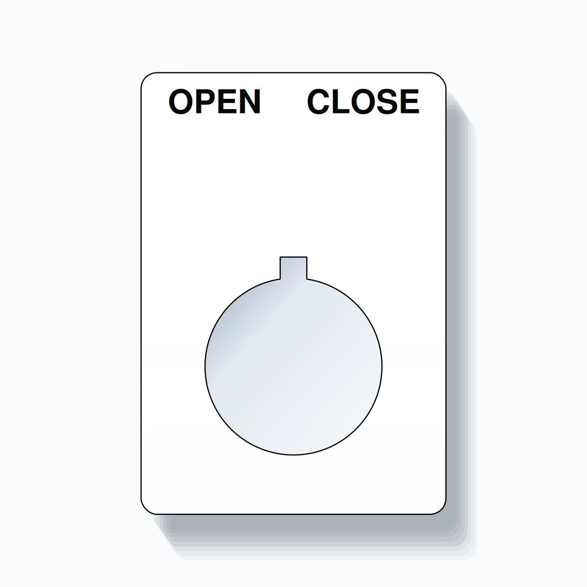 22mm Ring Tag – OPEN CLOSE, Two-Line Rounded, Allen-Bradley Compatible, Black on White