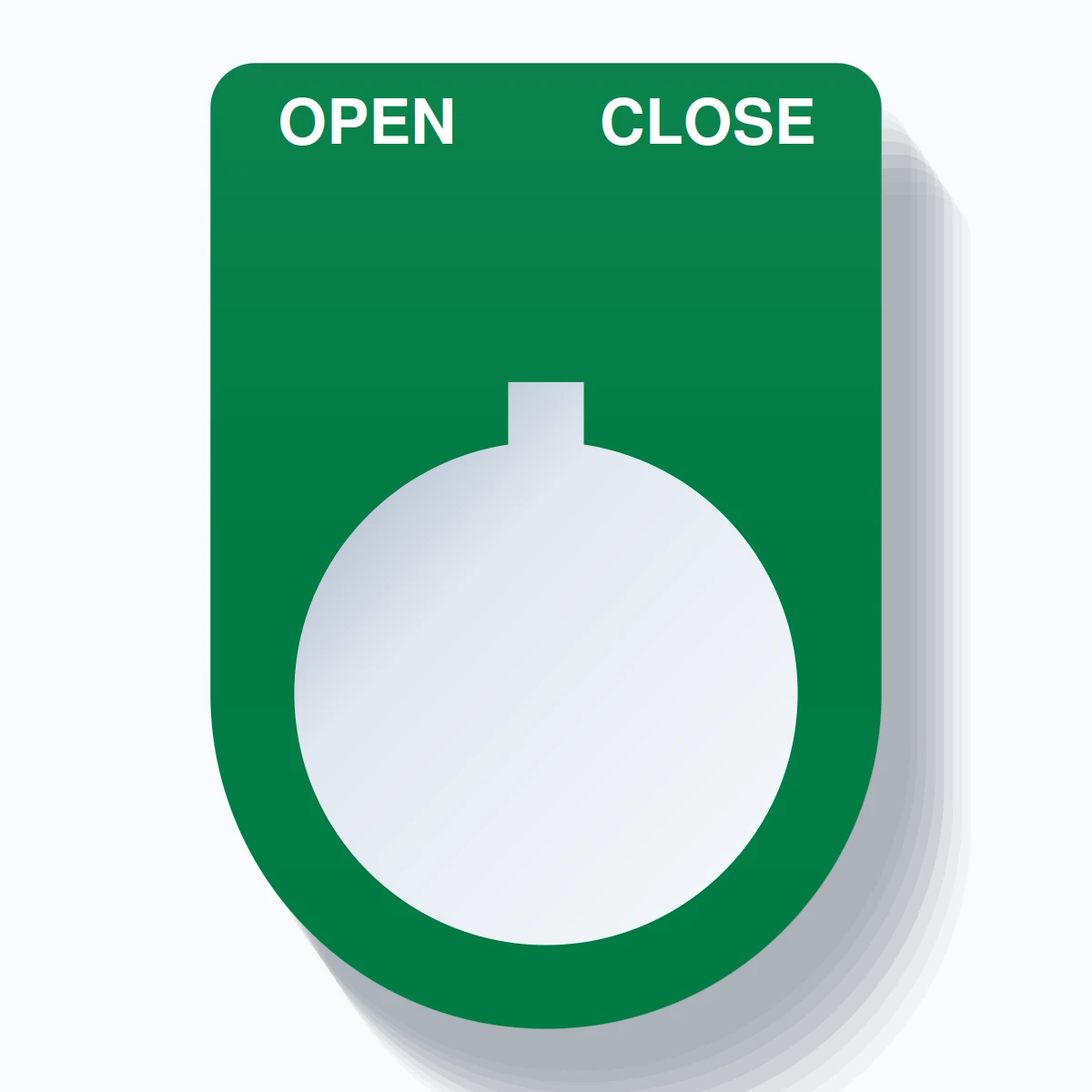 22mm Ring Tag – OPEN CLOSE, Two-Line Slim, Allen-Bradley Compatible, White on Green