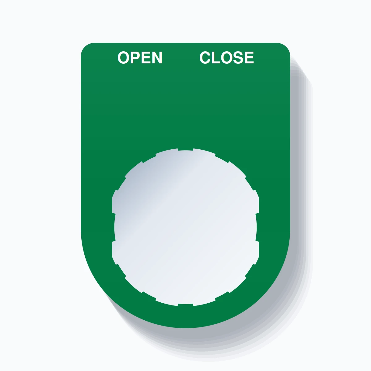 22mm Ring Tag – OPEN CLOSE, Two-Line Slim, Schneider Electric Compatible, White on Green
