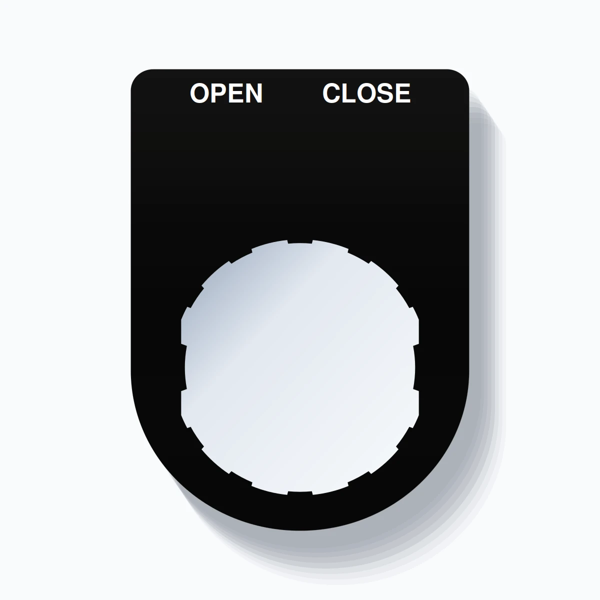 22mm Ring Tag – OPEN CLOSE, Two-Line Slim, Schneider Electric Compatible, White on Black