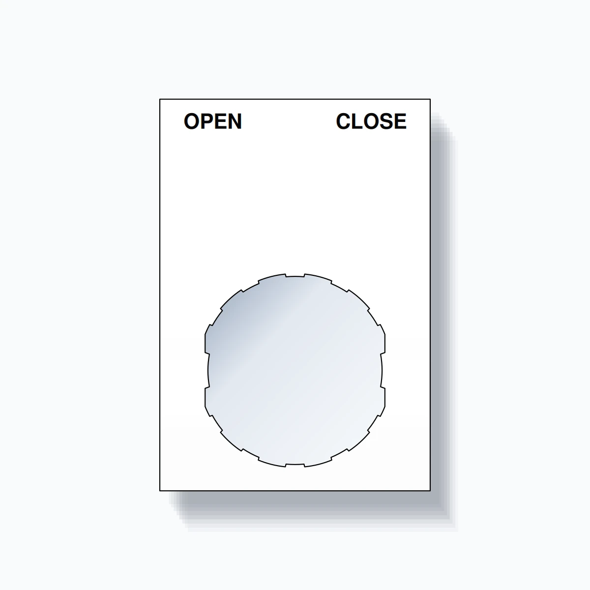 22mm Ring Tag – OPEN CLOSE, Two-Line Squared, Schneider Electric Compatible, Black on White