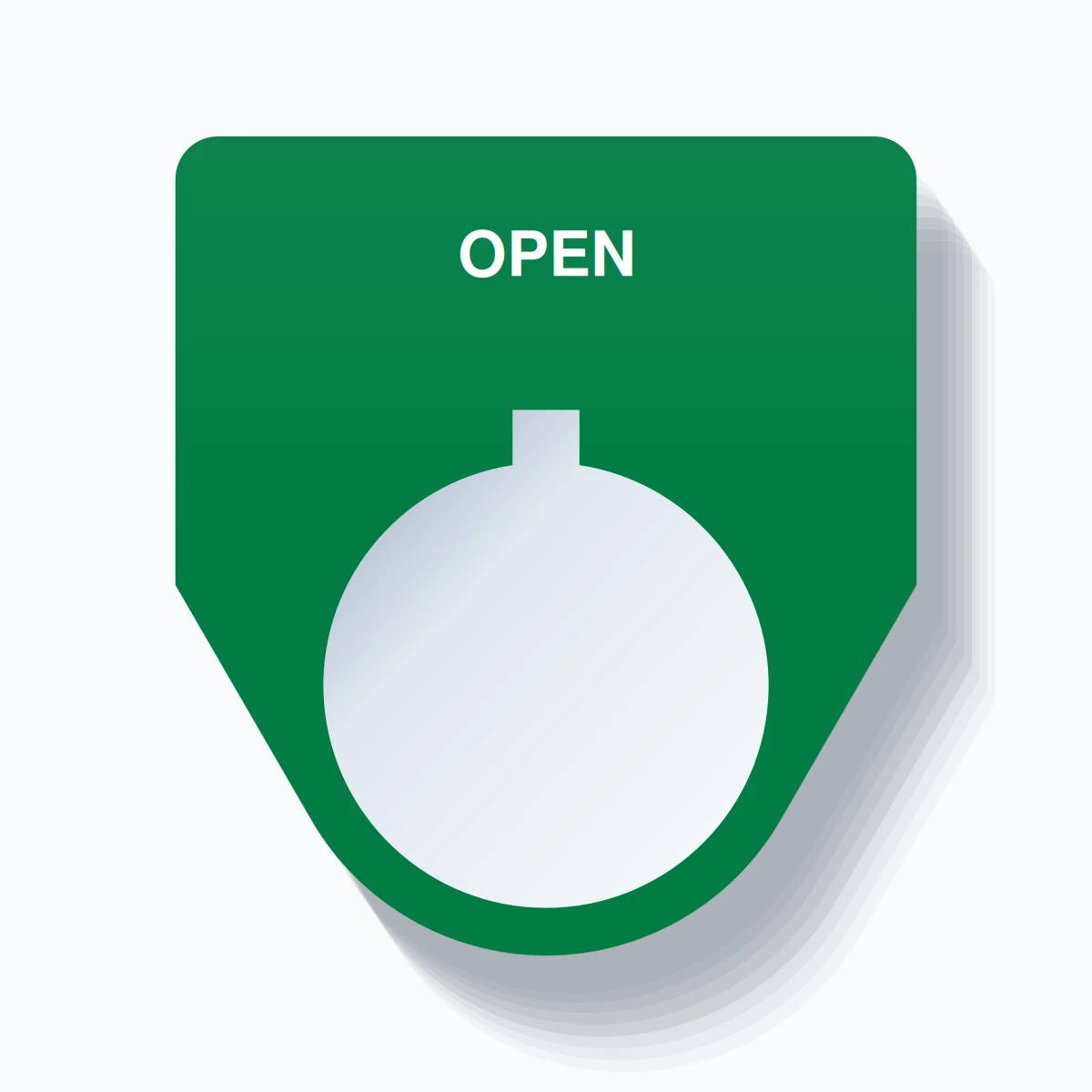 22mm Ring Tag – OPEN, Single-Line Traditional, Allen-Bradley Compatible, White on Green