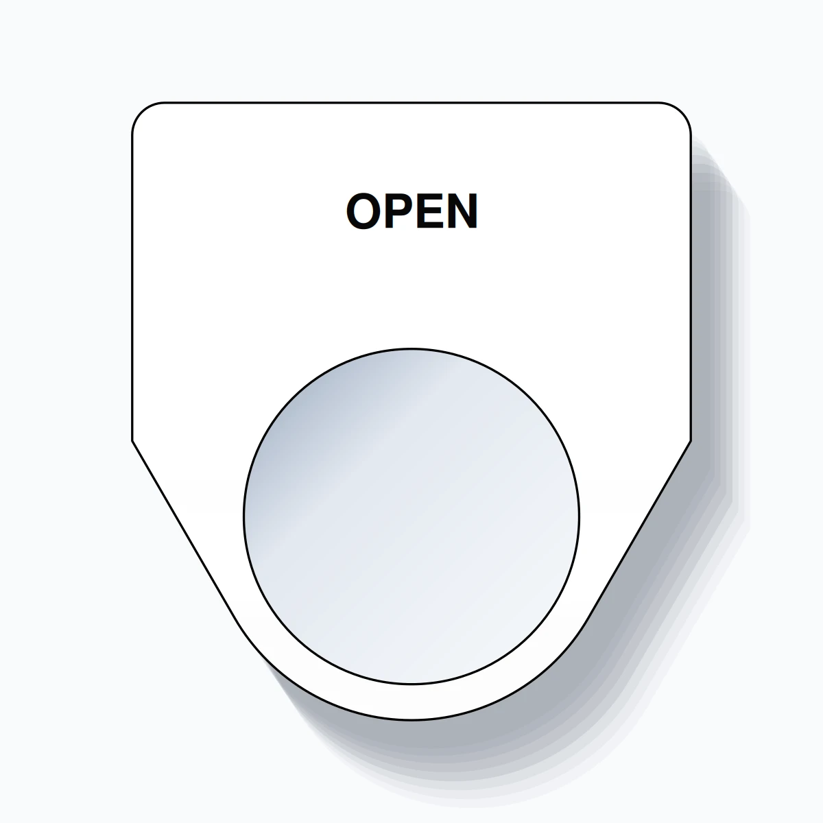 22mm Ring Tag – OPEN, Single-Line Traditional, Black on White