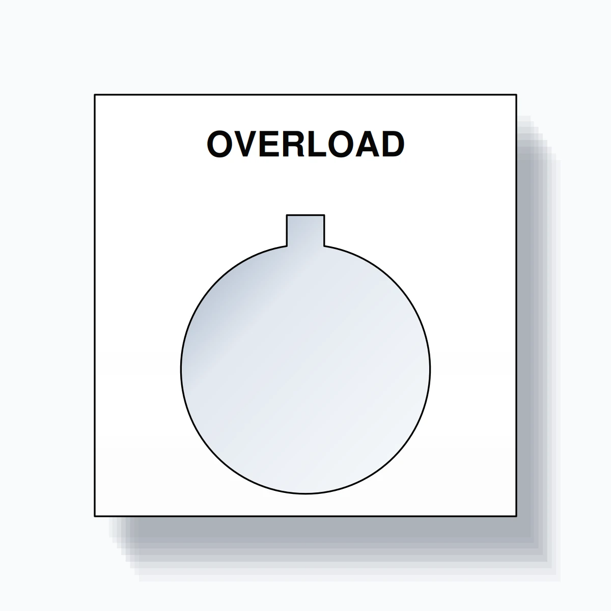 22mm Ring Tag – OVERLOAD, Single-Line Square, Allen-Bradley Compatible, Black on White