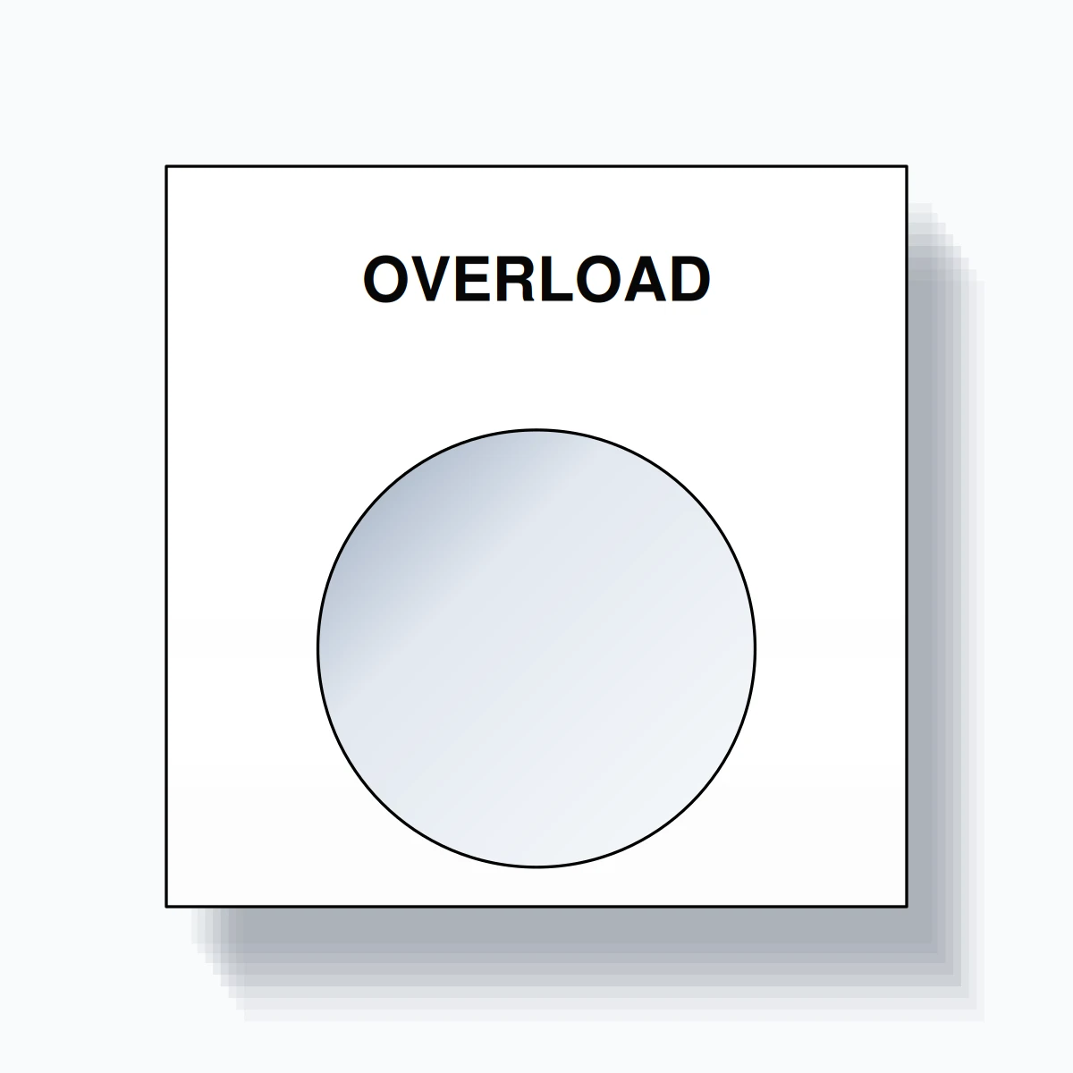 22mm Ring Tag – OVERLOAD, Single-Line Square, Black on White