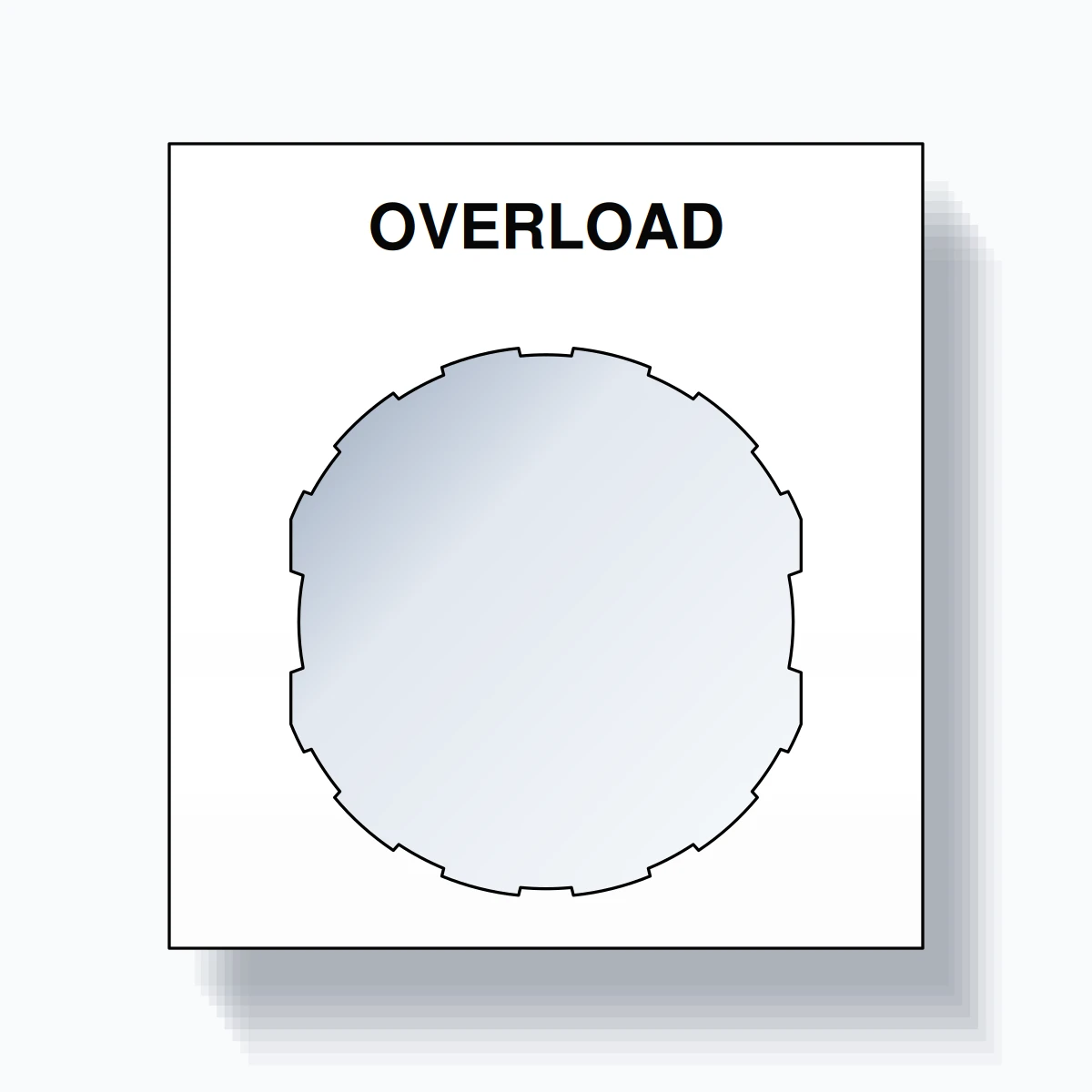 22mm Ring Tag – OVERLOAD, Single-Line Square, Schneider Electric Compatible, Black on White