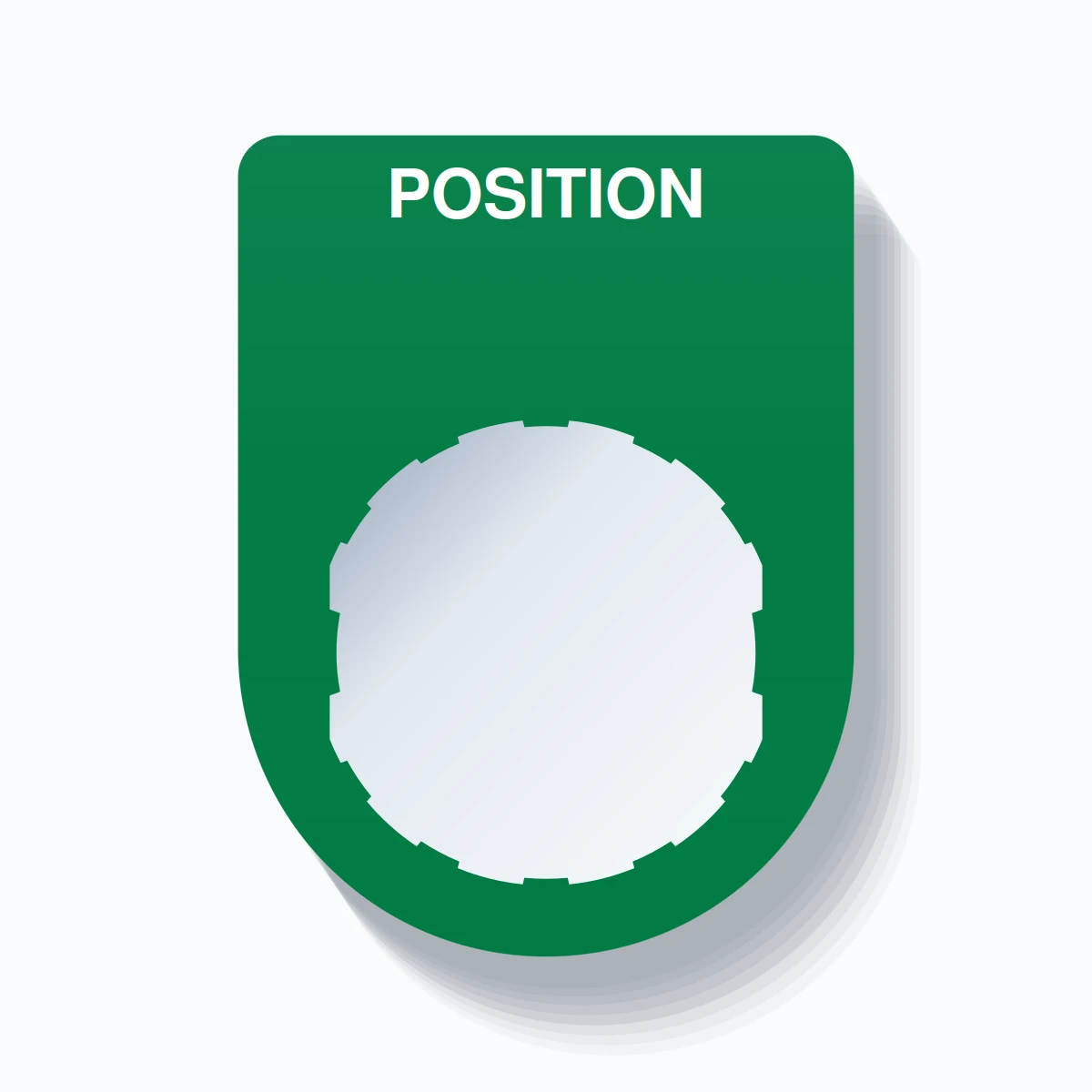 22mm Ring Tag – POSITION, Single-Line Slim, Schneider Electric Compatible, White on Green