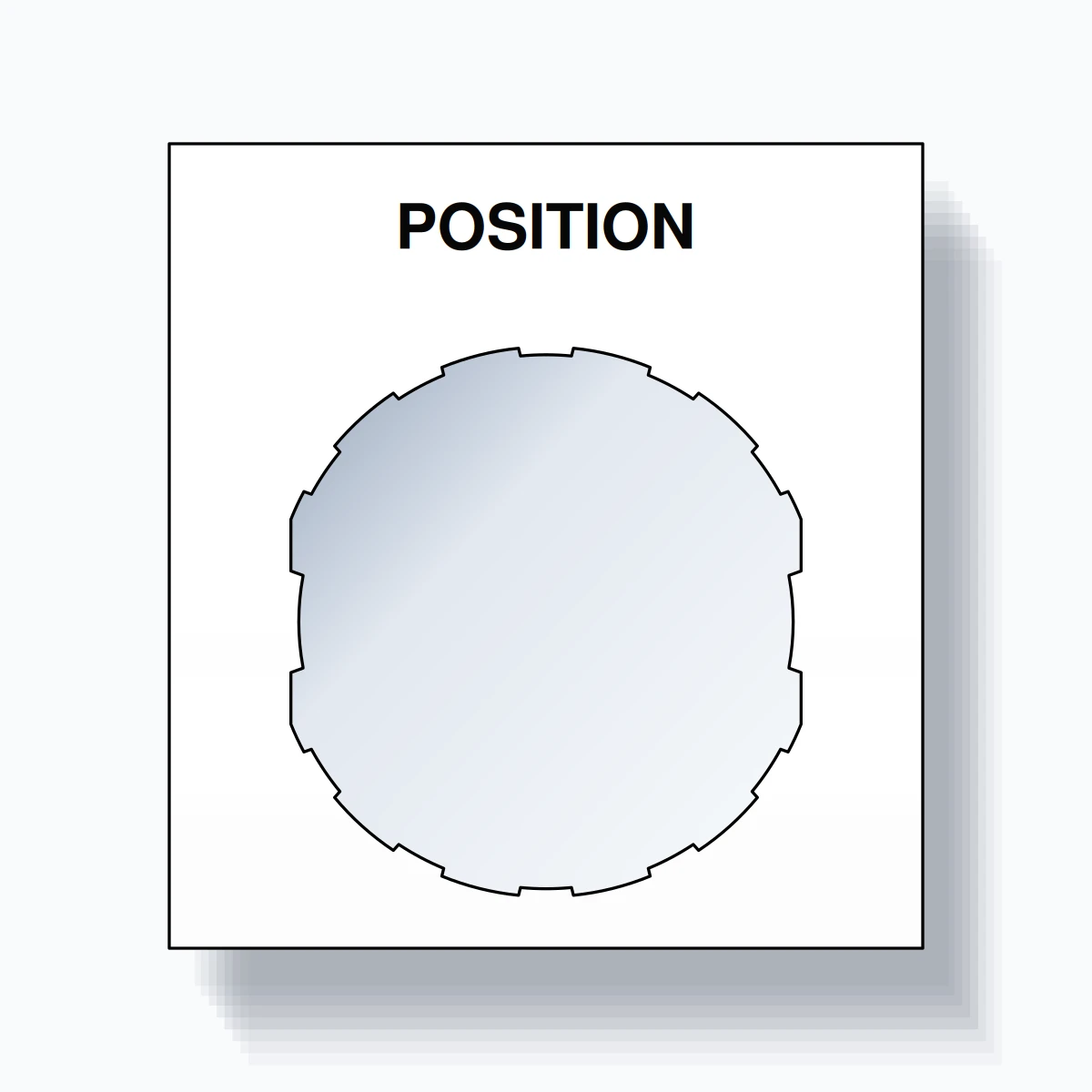 22mm Ring Tag – POSITION, Single-Line Square, Schneider Electric Compatible, Black on White