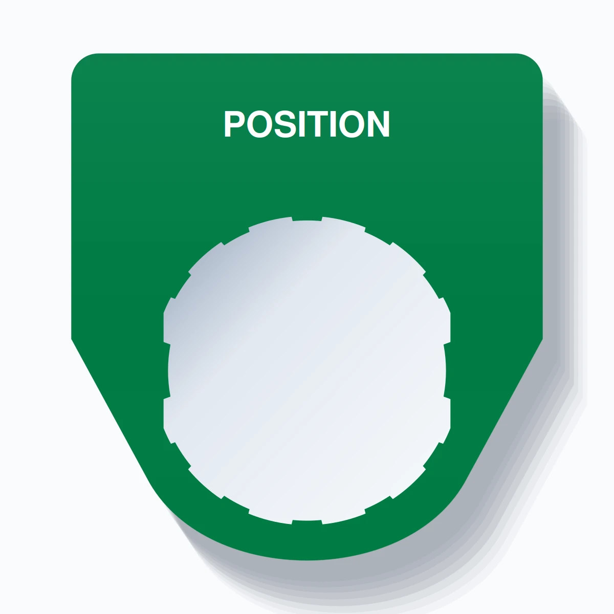 22mm Ring Tag – POSITION, Single-Line Traditional, Schneider Electric Compatible, White on Green