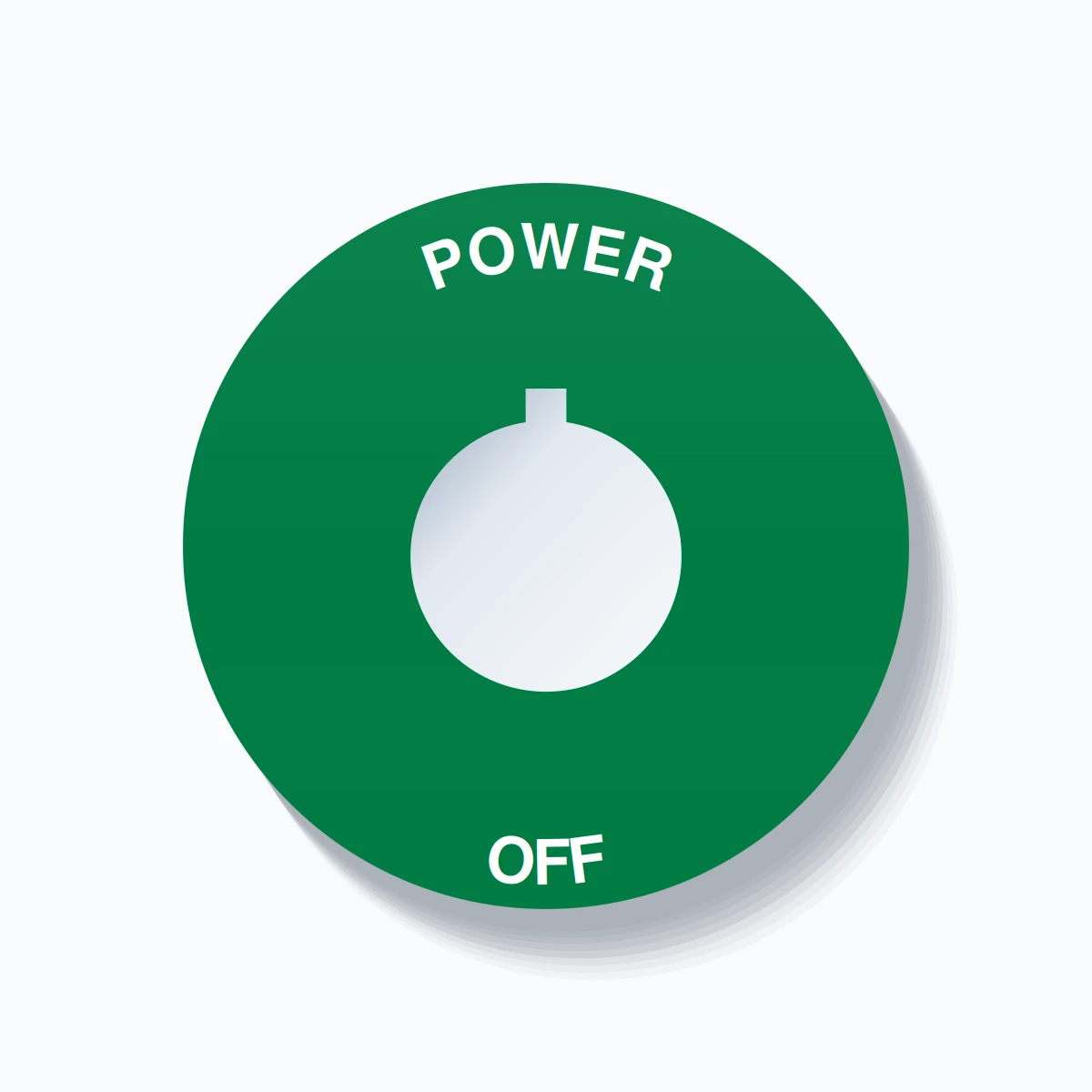 22mm Ring Tag – POWER OFF, Single-Line 60mm Round, Allen-Bradley Compatible, White on Green