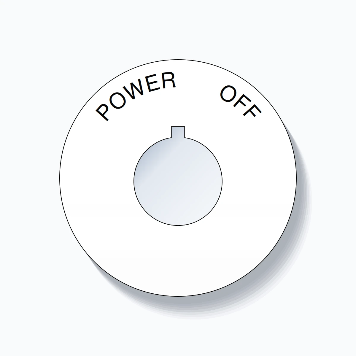 22mm Ring Tag – POWER       OFF, Single-Line 60mm Round, Allen-Bradley Compatible, Black on White