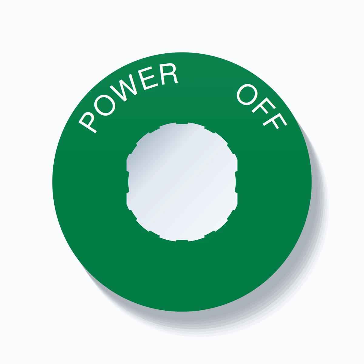 22mm Ring Tag – POWER       OFF, Single-Line 60mm Round, Schneider Electric Compatible, White on Green
