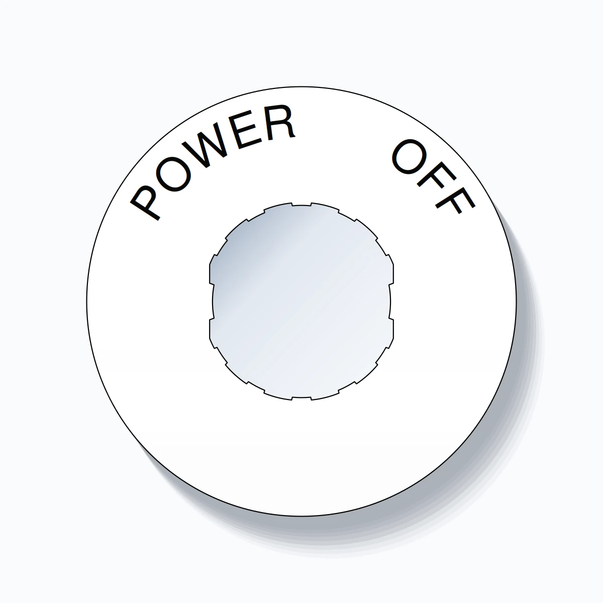 22mm Ring Tag – POWER       OFF, Single-Line 60mm Round, Schneider Electric Compatible, Black on White