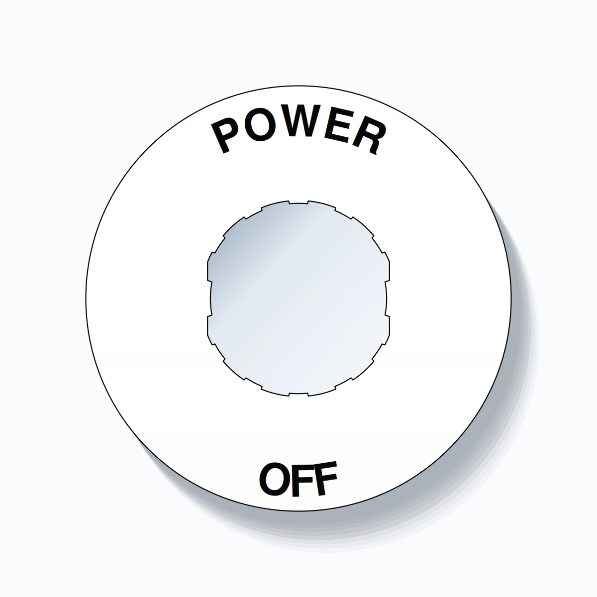 22mm Ring Tag – POWER OFF, Single-Line 60mm Round, Schneider Electric Compatible, Black on White
