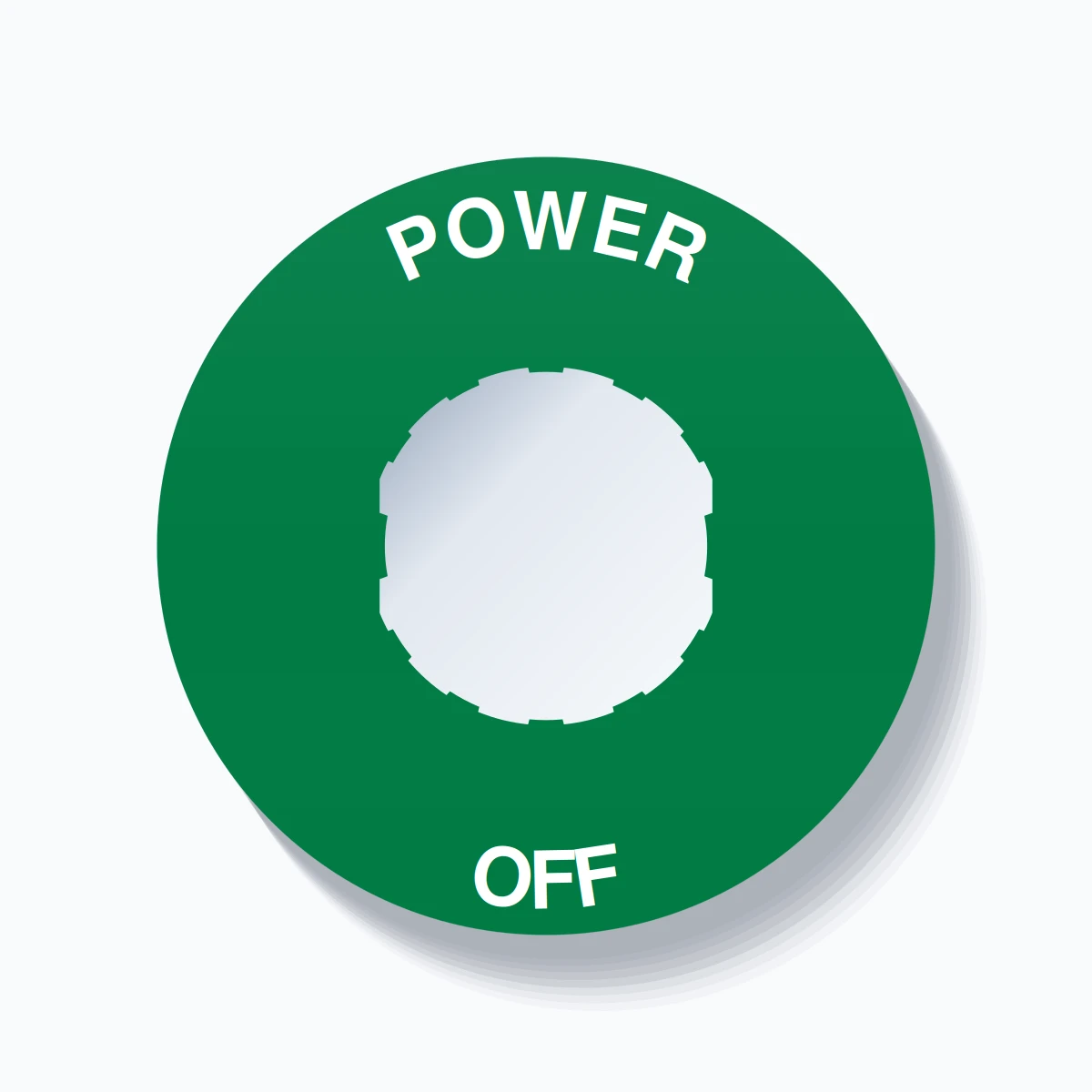 22mm Ring Tag – POWER OFF, Single-Line 60mm Round, Schneider Electric Compatible, White on Green