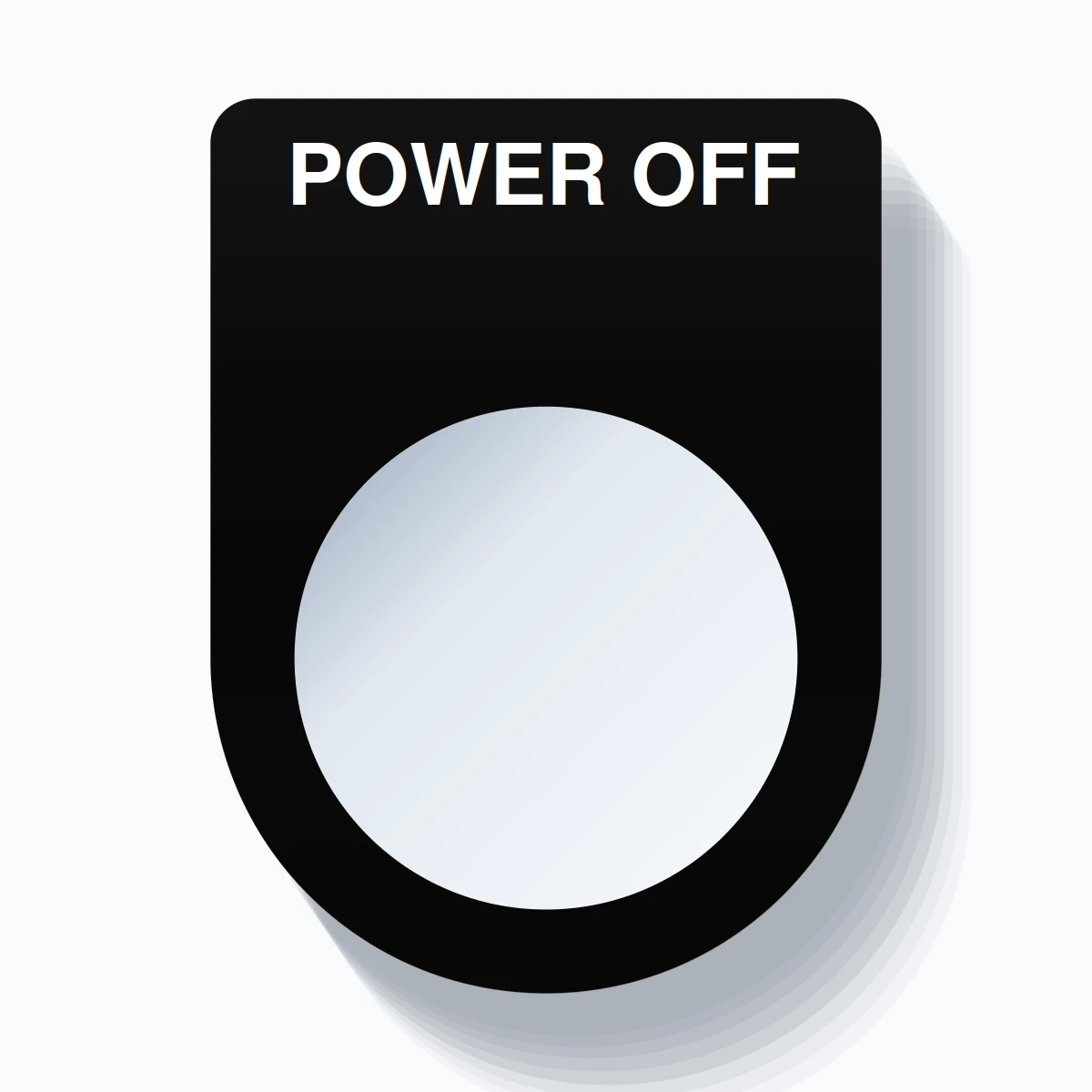 22mm Ring Tag – POWER OFF, Single-Line Slim, White on Black