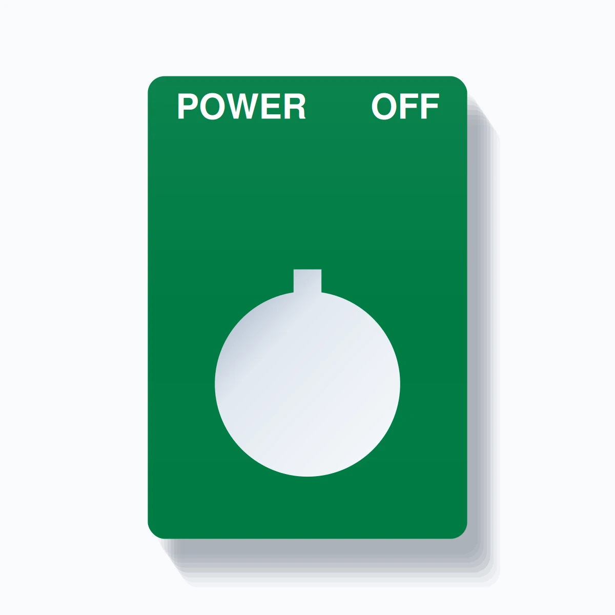 22mm Ring Tag – POWER OFF, Two-Line Rounded, Allen-Bradley Compatible, White on Green