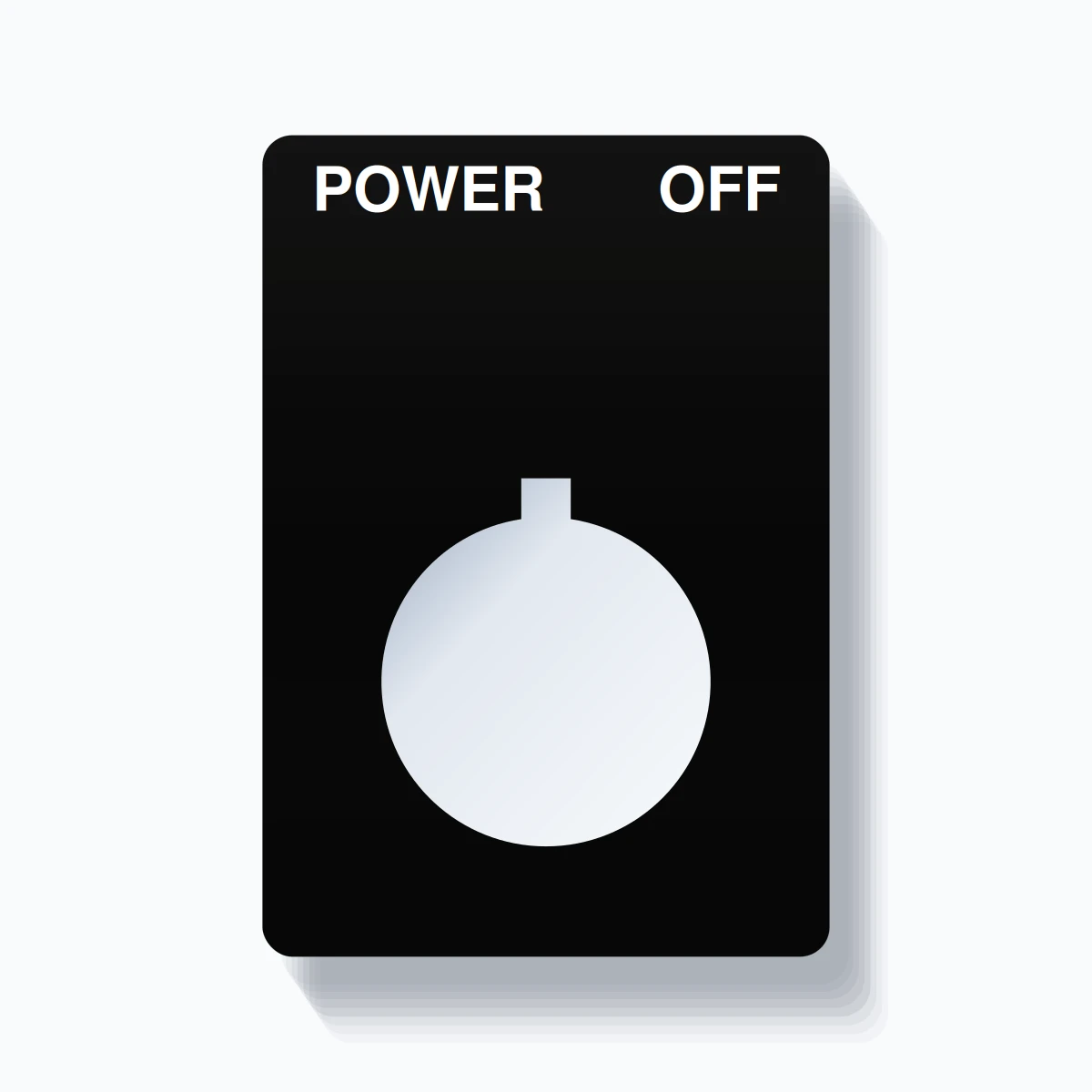 22mm Ring Tag – POWER OFF, Two-Line Rounded, Allen-Bradley Compatible, White on Black