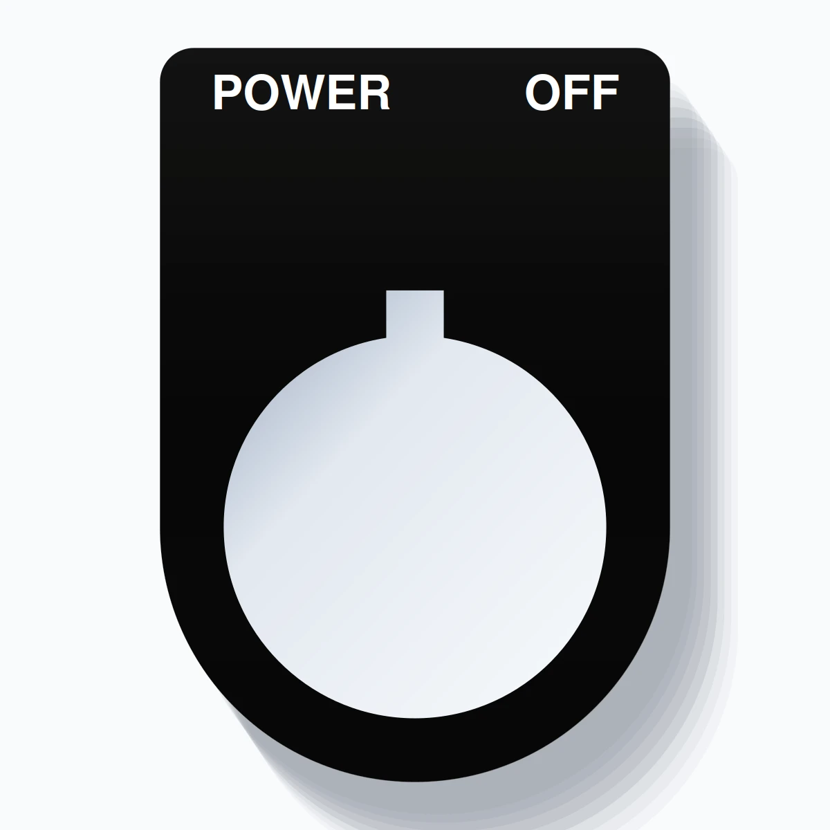 22mm Ring Tag – POWER OFF, Two-Line Slim, Allen-Bradley Compatible, White on Black