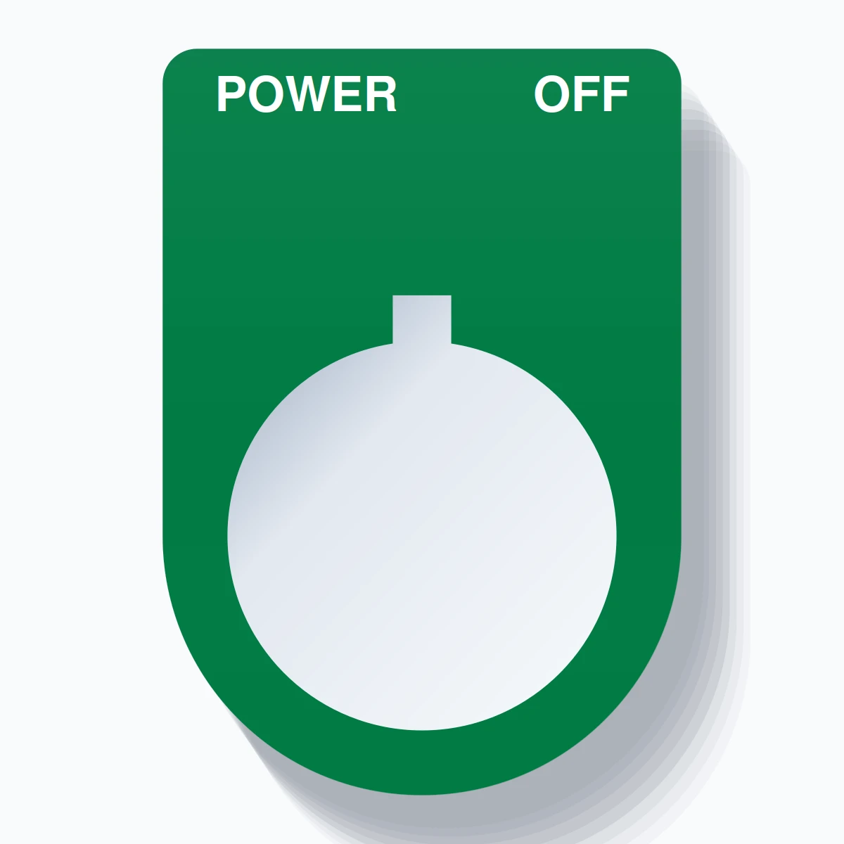 22mm Ring Tag – POWER OFF, Two-Line Slim, Allen-Bradley Compatible, White on Green