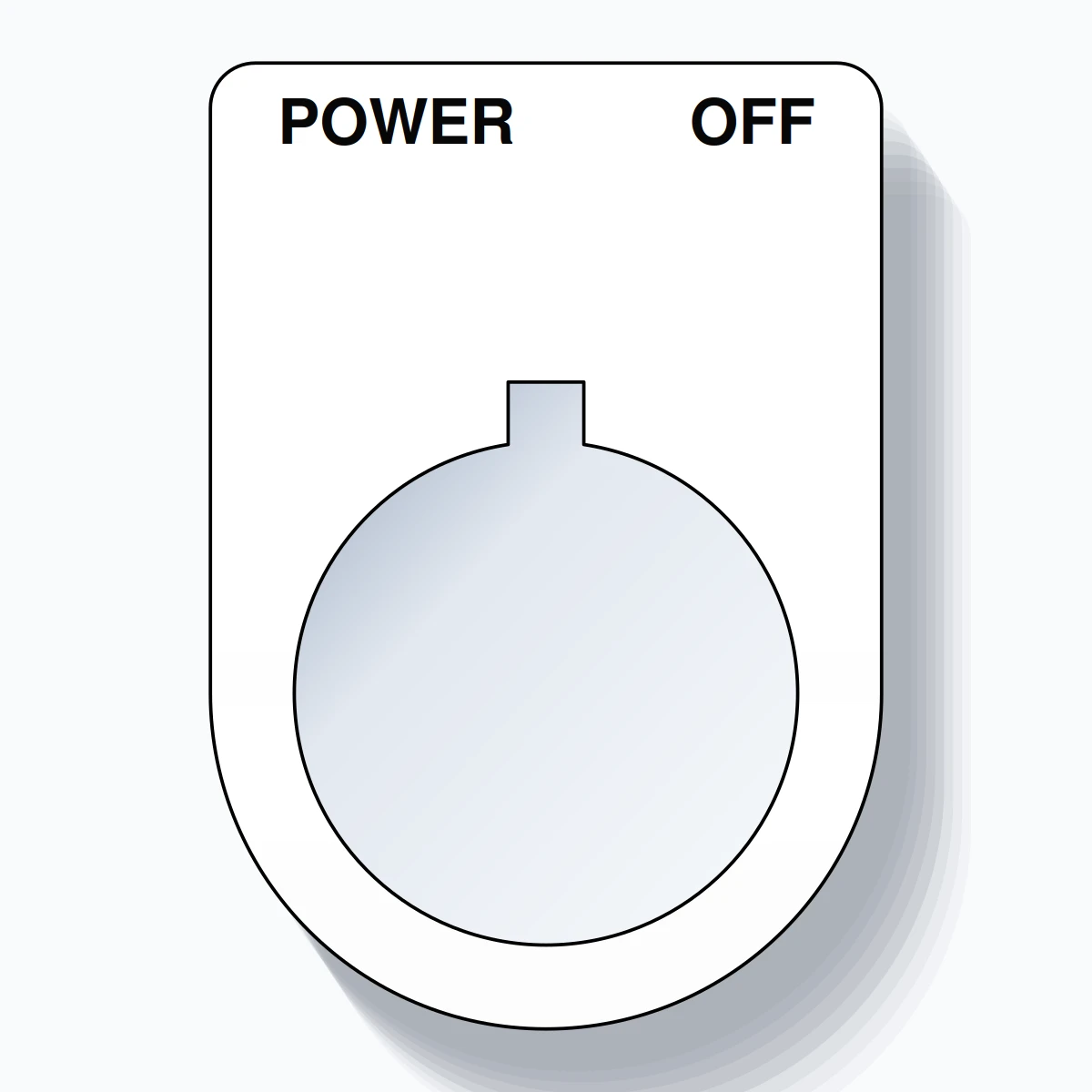 22mm Ring Tag – POWER OFF, Two-Line Slim, Allen-Bradley Compatible, Black on White