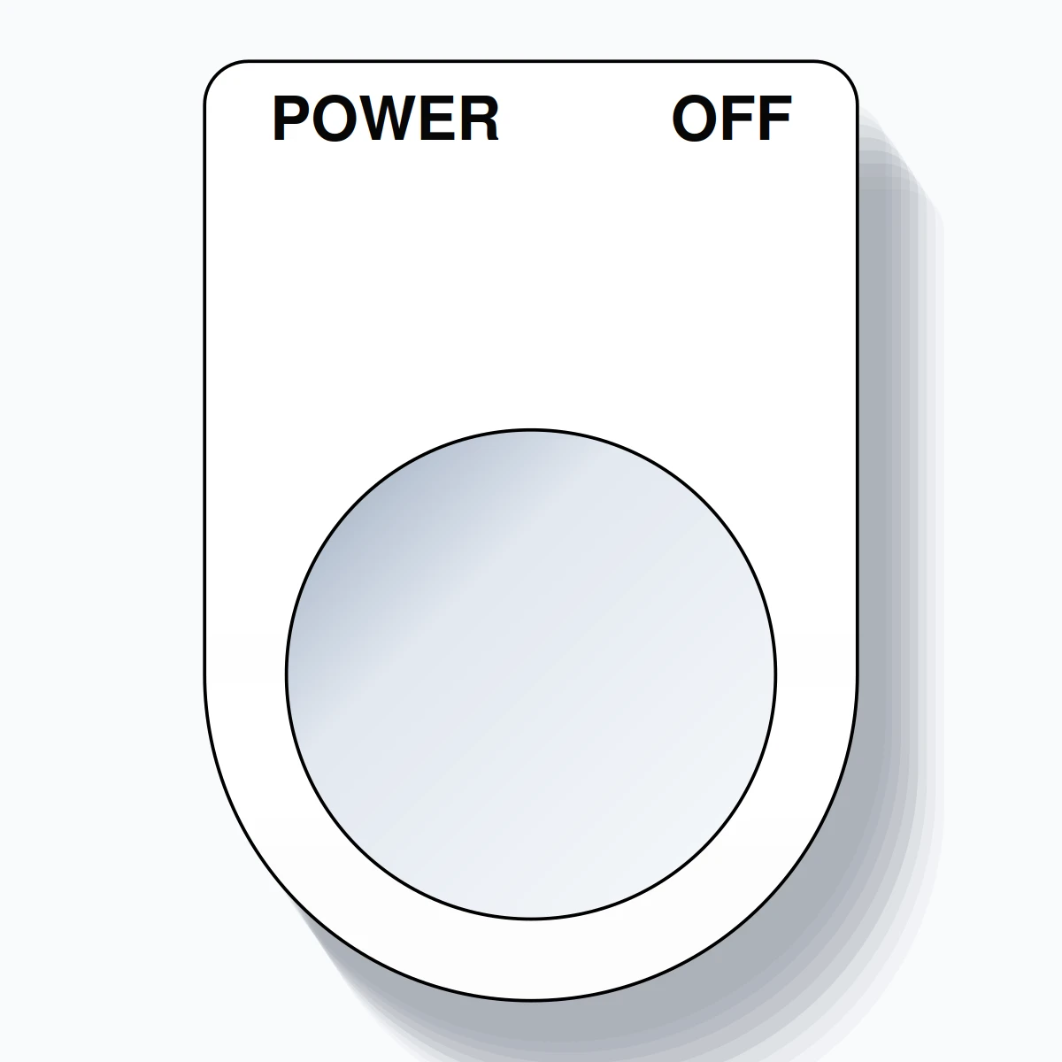 22mm Ring Tag – POWER OFF, Two-Line Slim, Black on White