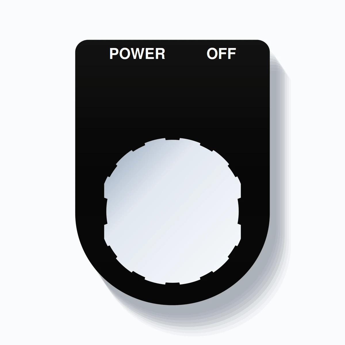 22mm Ring Tag – POWER OFF, Two-Line Slim, Schneider Electric Compatible, White on Black