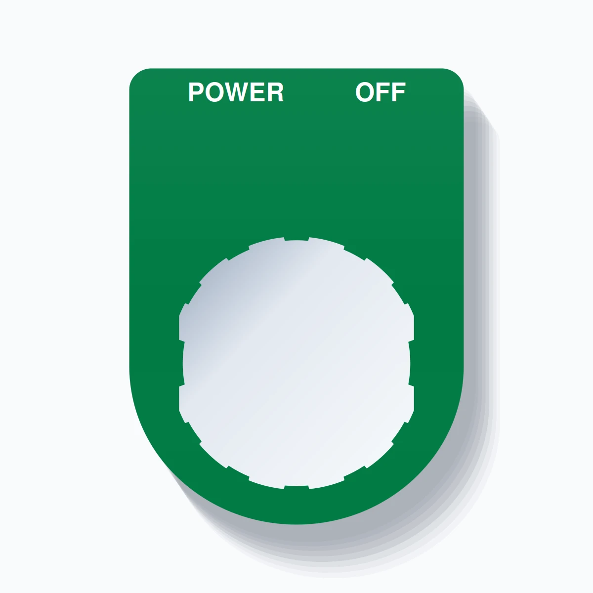 22mm Ring Tag – POWER OFF, Two-Line Slim, Schneider Electric Compatible, White on Green
