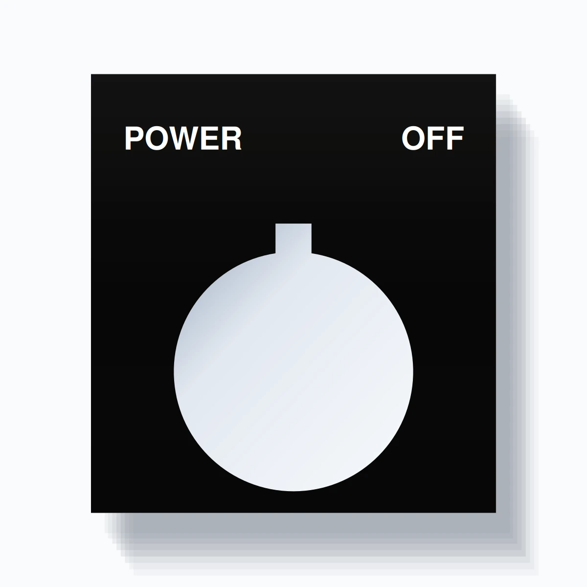 22mm Ring Tag – POWER OFF, Two-Line Square, Allen-Bradley Compatible, White on Black