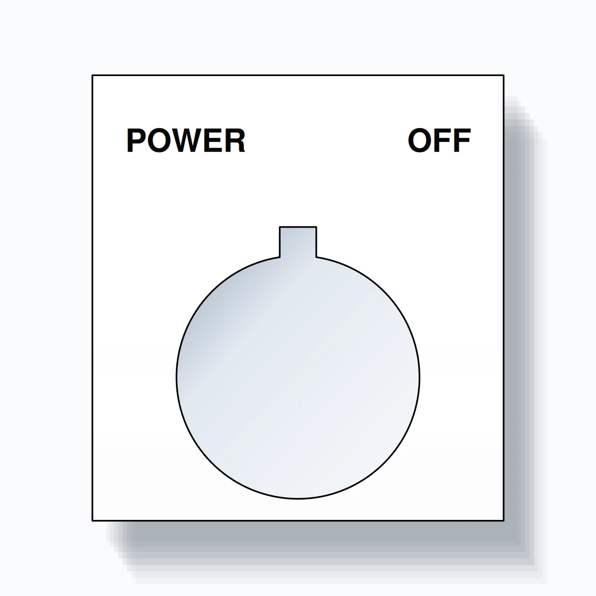22mm Ring Tag – POWER OFF, Two-Line Square, Allen-Bradley Compatible, Black on White