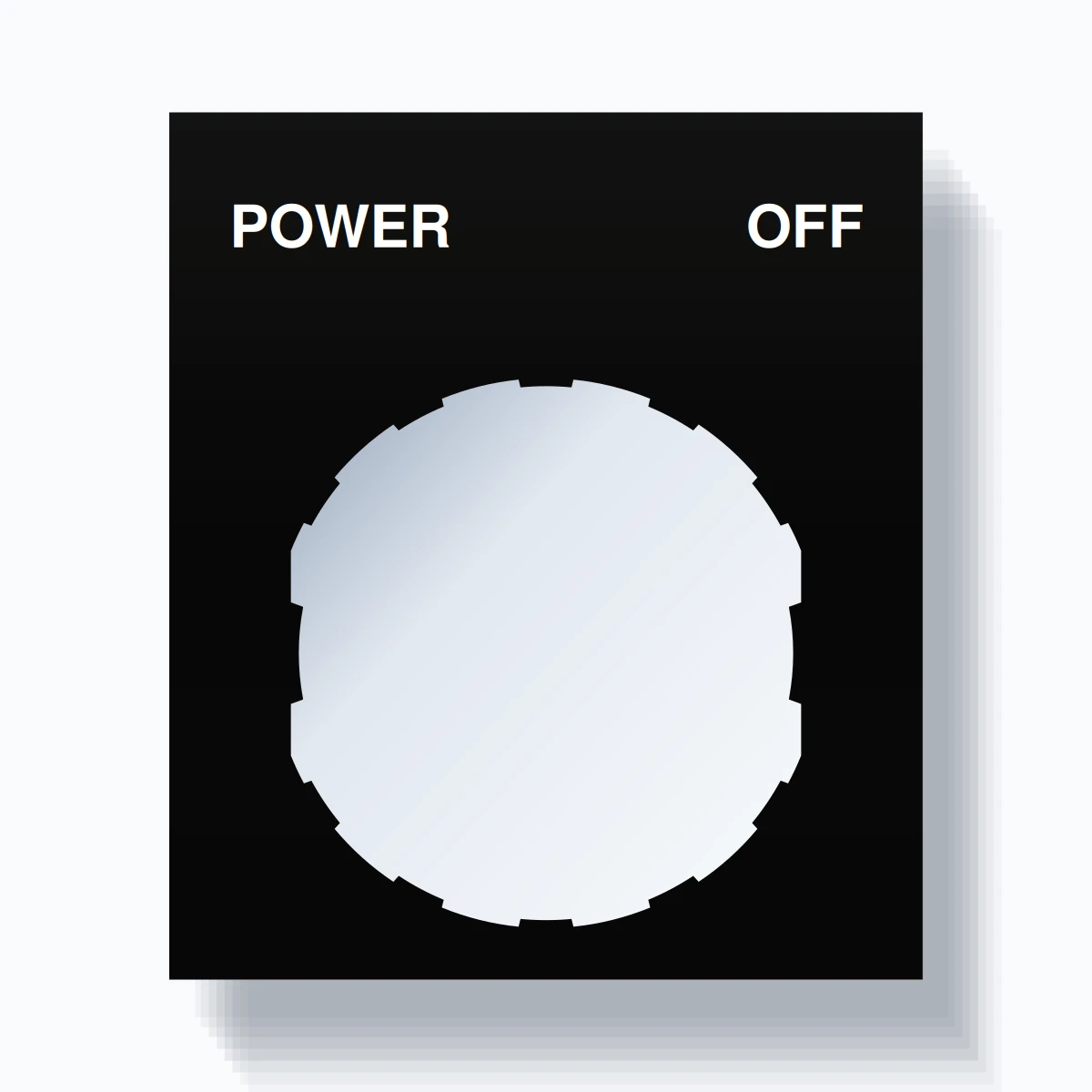22mm Ring Tag – POWER OFF, Two-Line Square, Schneider Electric Compatible, White on Black