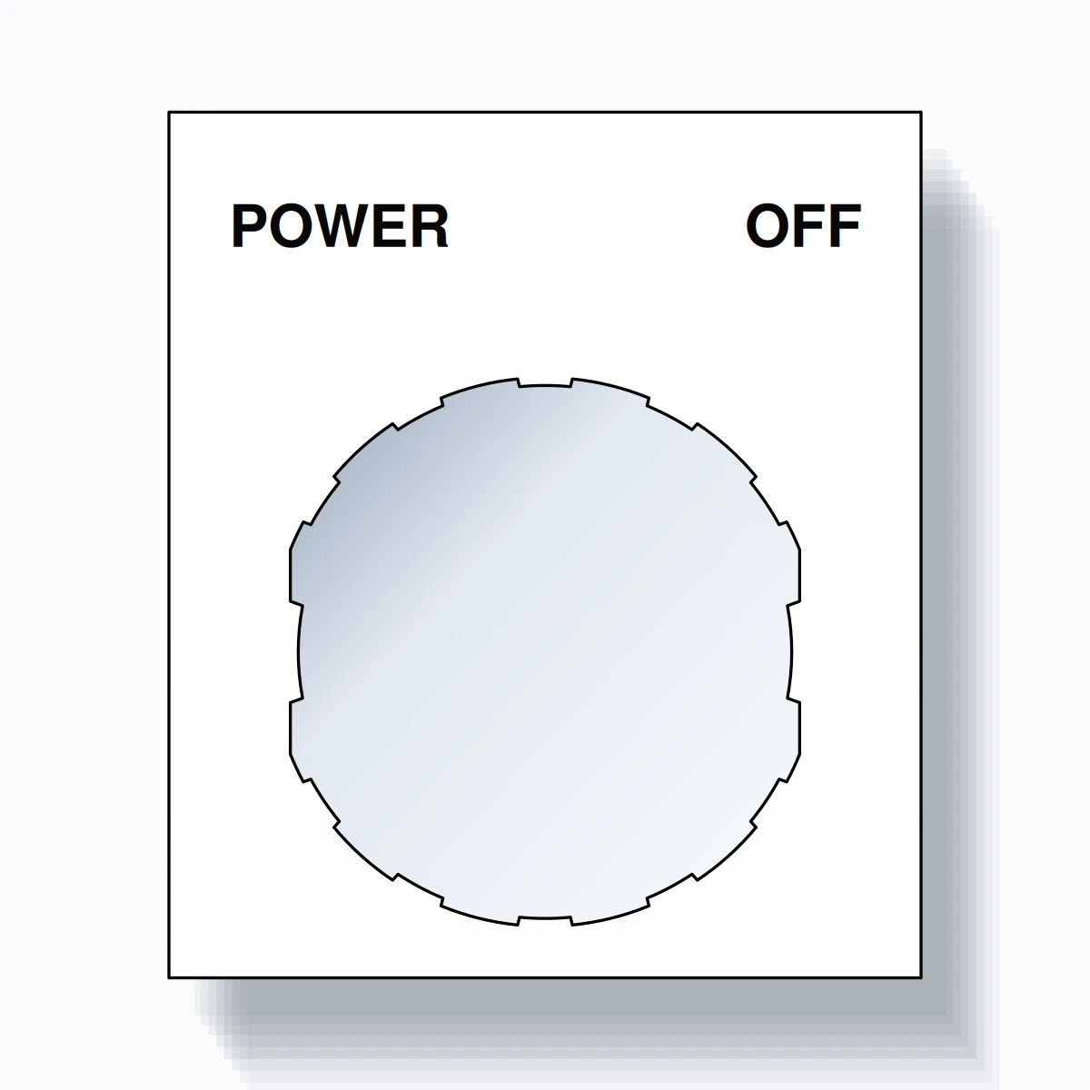 22mm Ring Tag – POWER OFF, Two-Line Square, Schneider Electric Compatible, Black on White