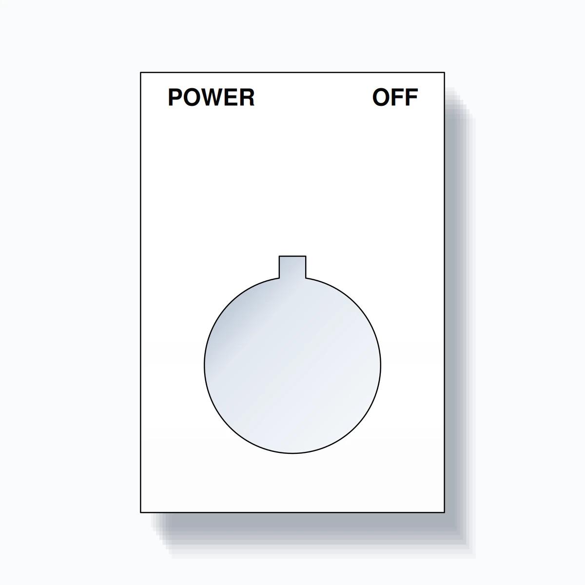 22mm Ring Tag – POWER OFF, Two-Line Squared, Allen-Bradley Compatible, Black on White