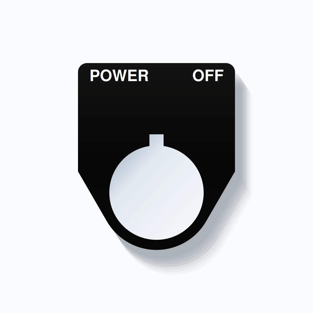 22mm Ring Tag – POWER OFF, Two-Line Traditional, Allen-Bradley Compatible, White on Black
