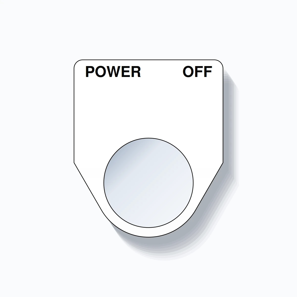 22mm Ring Tag – POWER OFF, Two-Line Traditional, Black on White