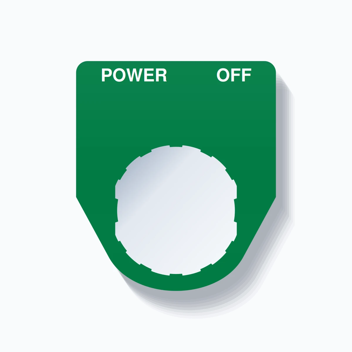 22mm Ring Tag – POWER OFF, Two-Line Traditional, Schneider Electric Compatible, White on Green