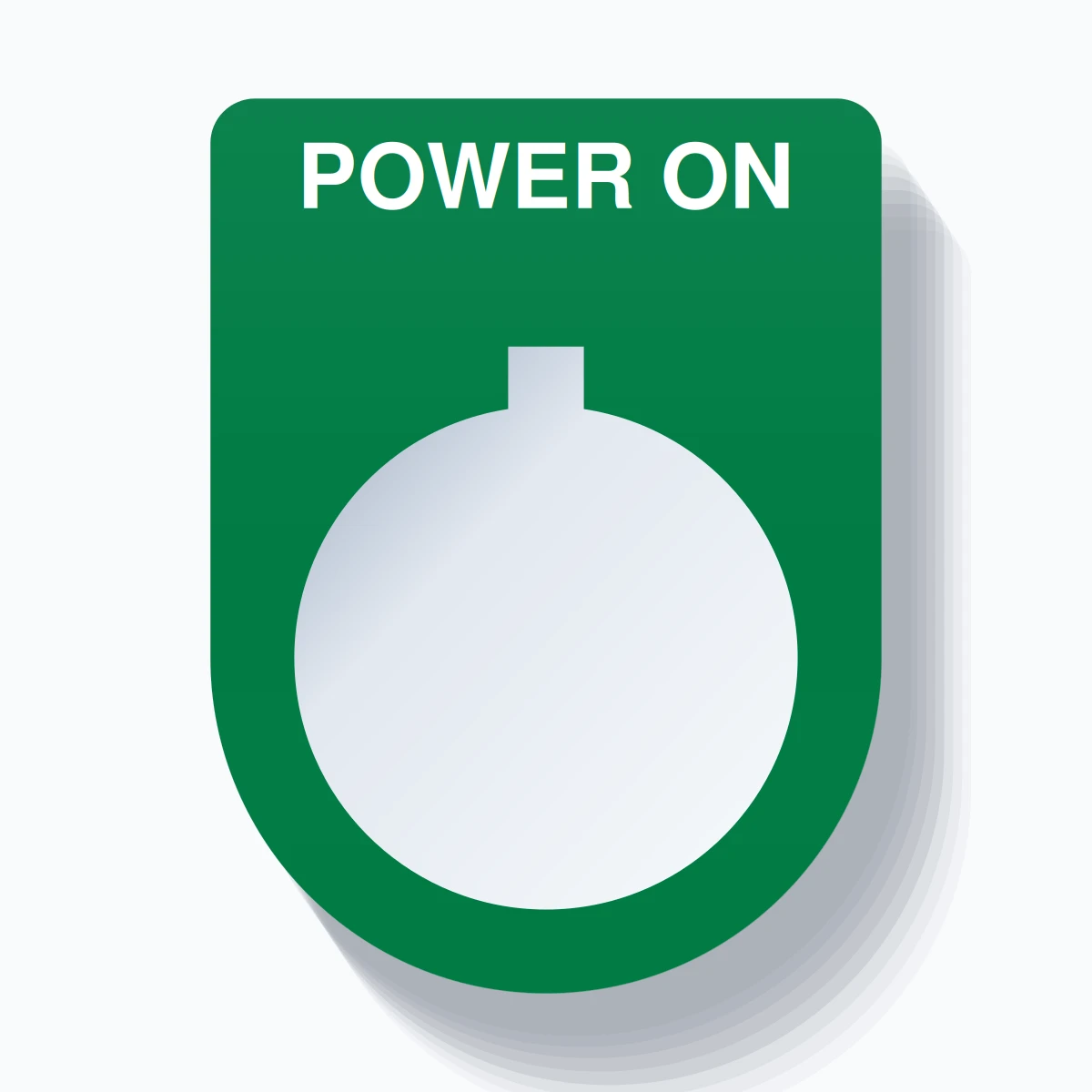 22mm Ring Tag – POWER ON, Single-Line Slim, Allen-Bradley Compatible, White on Green