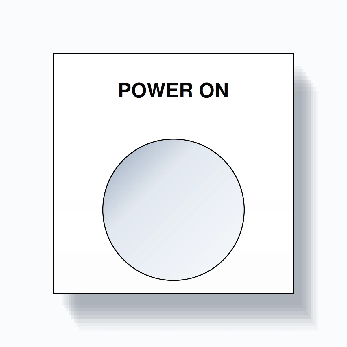 22mm Ring Tag – POWER ON, Single-Line Square, Black on White